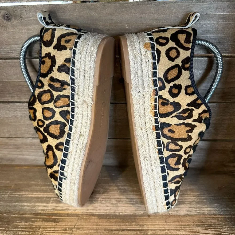 Womens Sam Edelman Celina Leopard Calf Hair Platform Espadrilles Size 8 M‎ GUC
